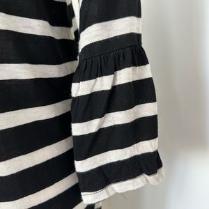Velvet striped dress with flared sleeve